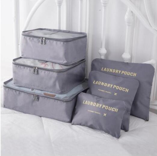 6 pcs/set Travel Bags Packing Cubes Organizer Double Zipper Waterproof