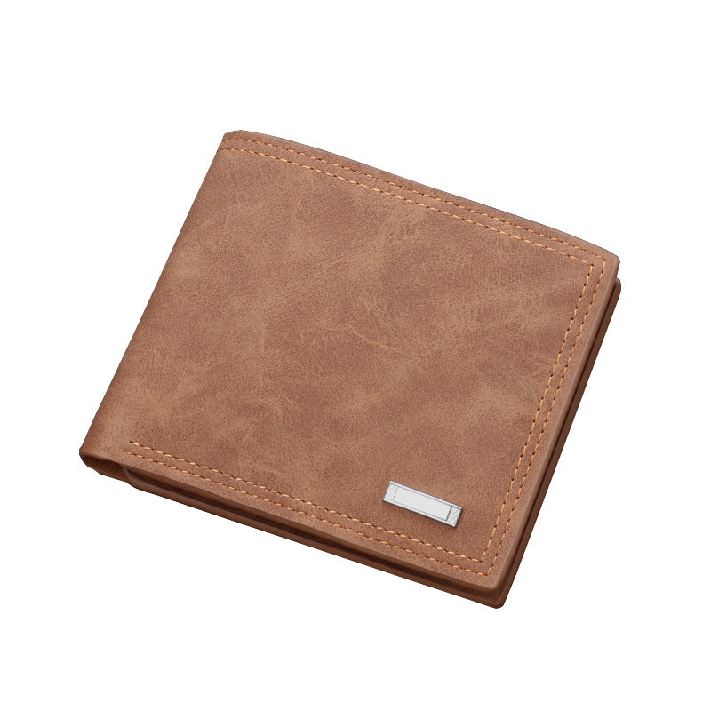 Men's wallet short wallet leather wallet multiple card slots can hold driver's license back