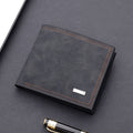 Men's wallet short wallet leather wallet multiple card slots can hold driver's license retro