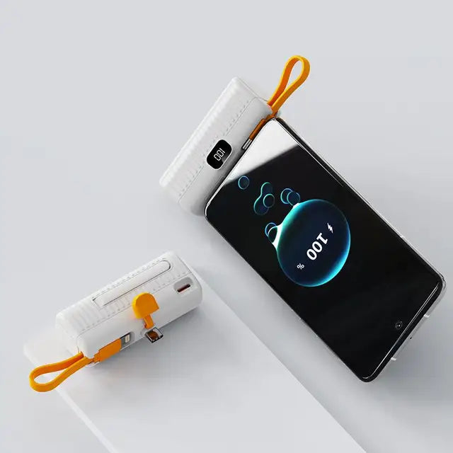 30000Mah Mini Power Bank Ingebouwde Kabel Powerbank Digital Display Externe Batterij Draagbare Oplader Voor Iphone Samsung Xiaomi