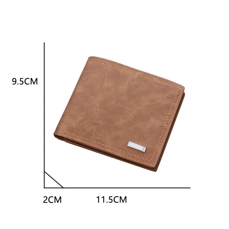 Men's wallet short wallet leather wallet multiple card slots can hold driver's license back