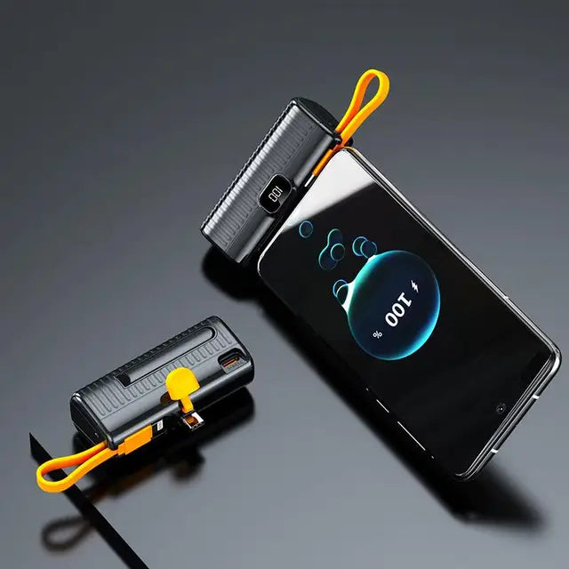30000Mah Mini Power Bank Ingebouwde Kabel Powerbank Digital Display Externe Batterij Draagbare Oplader Voor Iphone Samsung Xiaomi