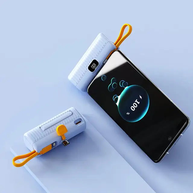 30000Mah Mini Power Bank Ingebouwde Kabel Powerbank Digital Display Externe Batterij Draagbare Oplader Voor Iphone Samsung Xiaomi
