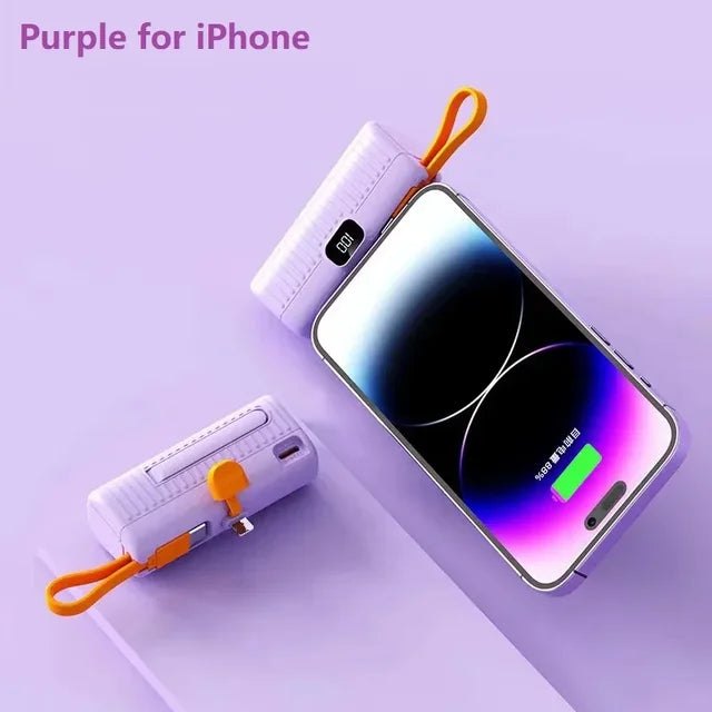 30000Mah Mini Power Bank Ingebouwde Kabel Powerbank Digital Display Externe Batterij Draagbare Oplader Voor Iphone Samsung Xiaomi