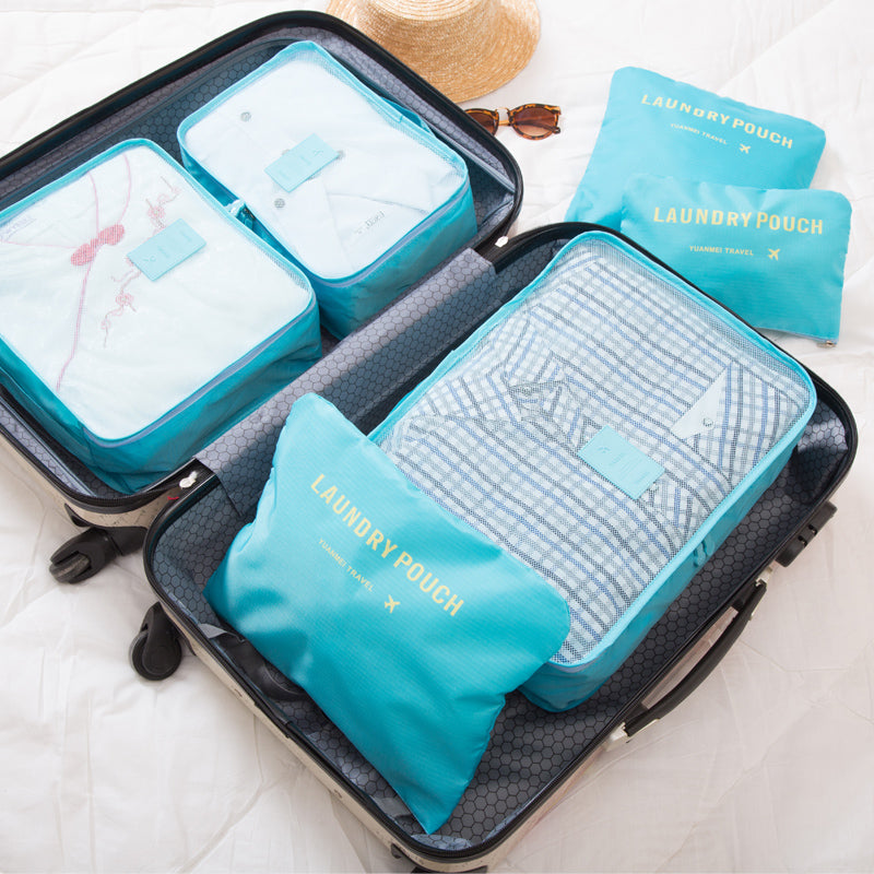 6 pcs/set Travel Bags Packing Cubes Organizer Double Zipper Waterproof