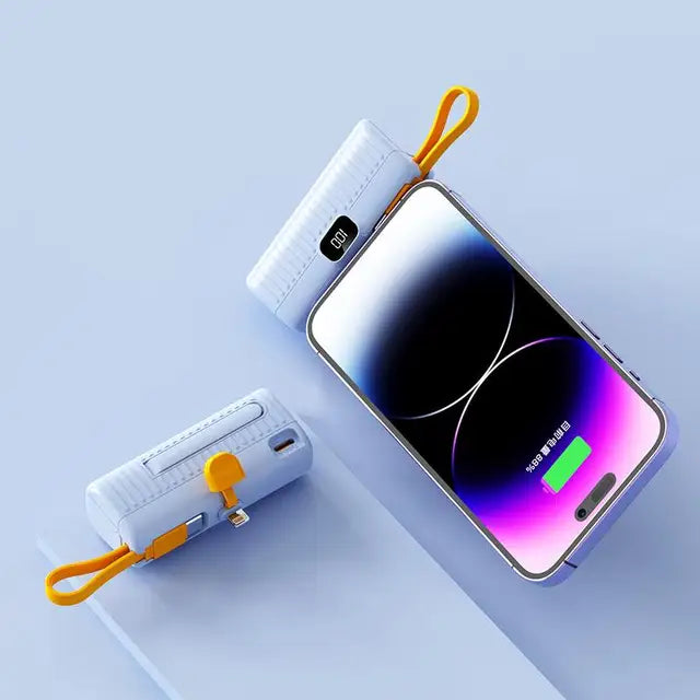 30000Mah Mini Power Bank Ingebouwde Kabel Powerbank Digital Display Externe Batterij Draagbare Oplader Voor Iphone Samsung Xiaomi