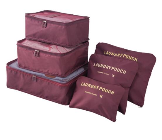 6 pcs/set Travel Bags Packing Cubes Organizer Double Zipper Waterproof