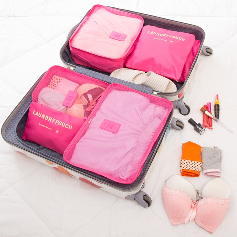 6 pcs/set Travel Bags Packing Cubes Organizer Double Zipper Waterproof