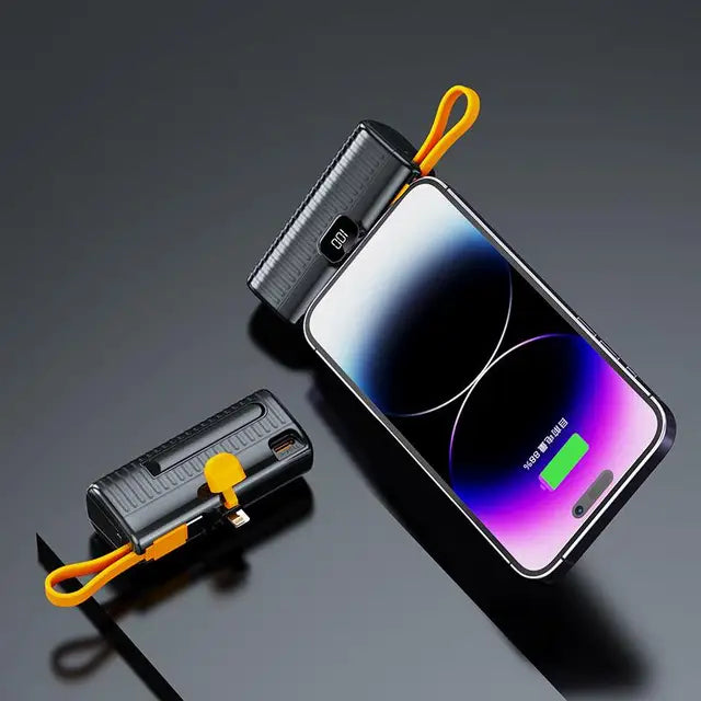 30000Mah Mini Power Bank Ingebouwde Kabel Powerbank Digital Display Externe Batterij Draagbare Oplader Voor Iphone Samsung Xiaomi