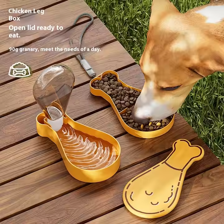 Dog Water Bottle Portable Pet Travel Water Bottle with Bowl 2 Layer Dog Travel Feeder 