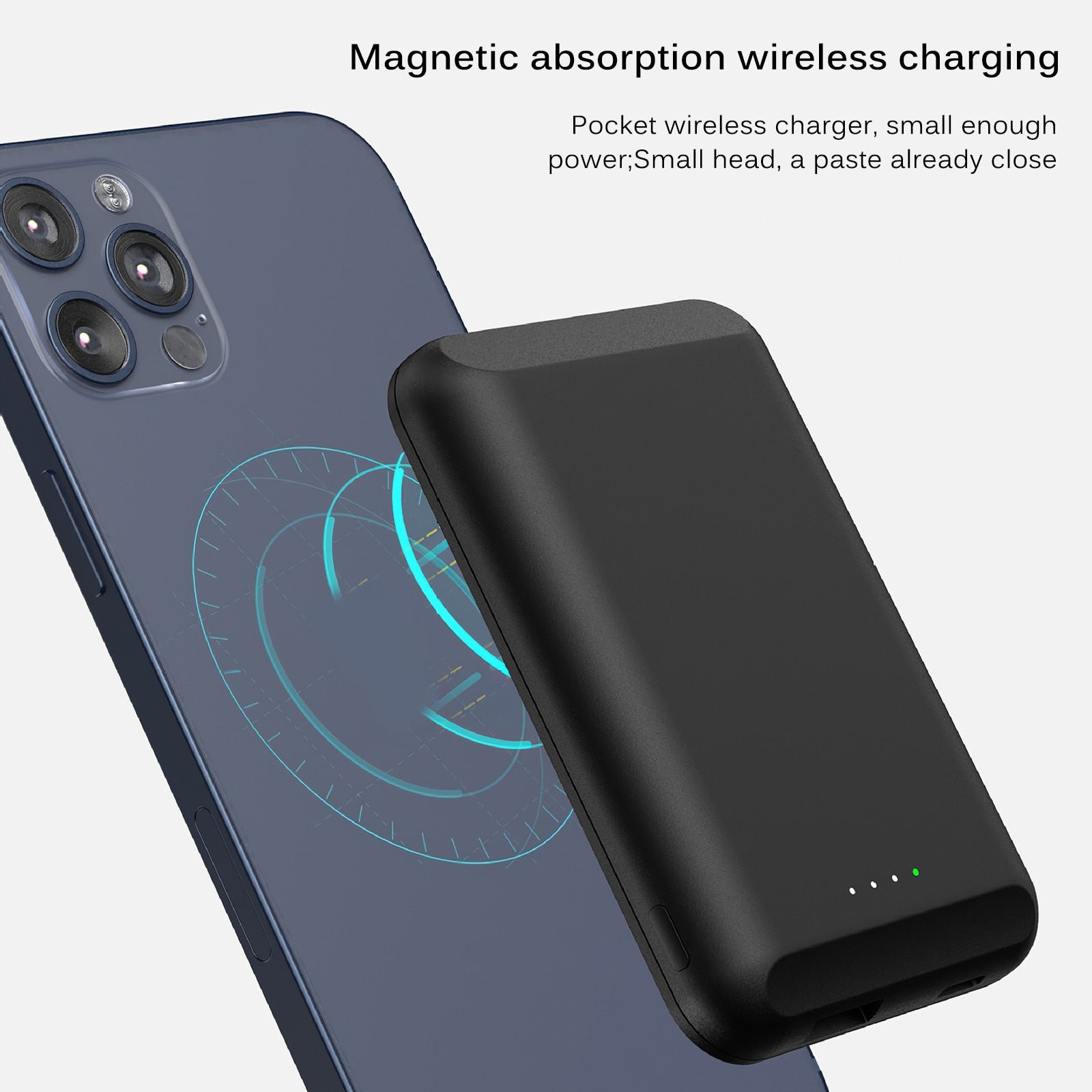 Built-In N52 Magnet Power Bank 5000mAh Portable Charging LED External Battery PowerBank 5000 MAh 